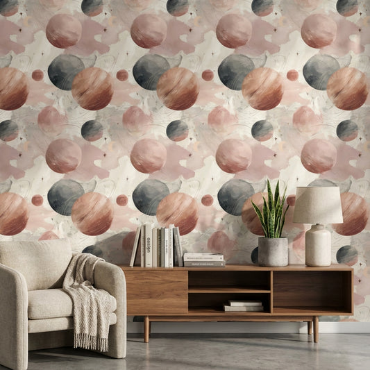Abstract Cosmic Wallpaper Planets Removable Ethereal Wall Mural