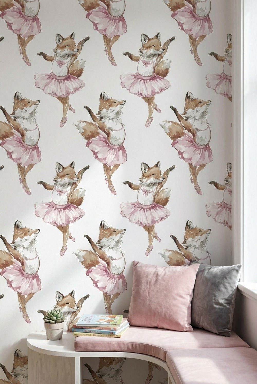Fox Wallpaper Ballerina Removable Whimsical Wall Mural