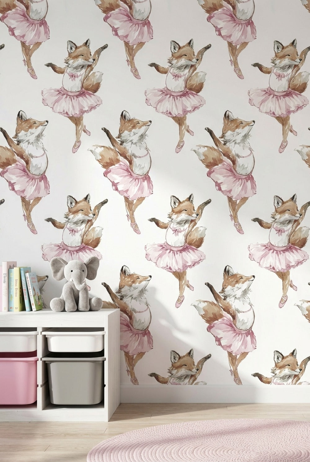 Fox Wallpaper Ballerina Removable Whimsical Wall Mural