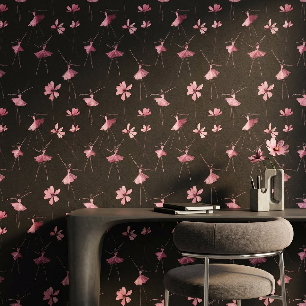 Ballerinas Wallpaper Abstract Flowers Decorative Mural