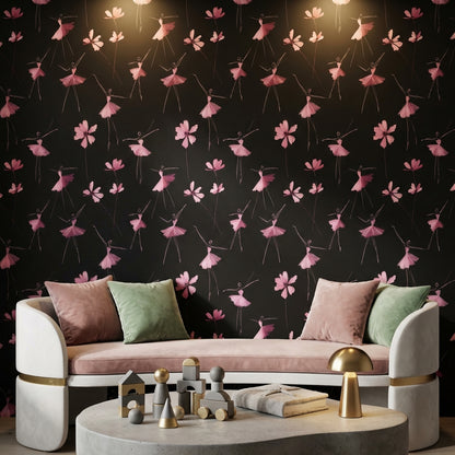 Ballerinas Wallpaper Abstract Flowers Decorative Mural