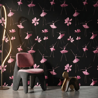 Ballerinas Wallpaper Abstract Flowers Decorative Mural
