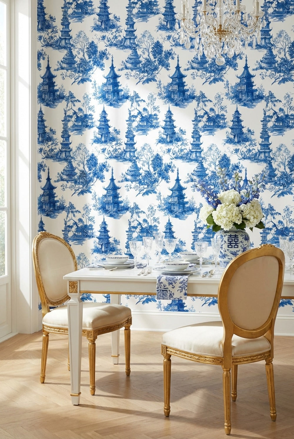 White Background Wallpaper Pagoda Classic Wall Decor