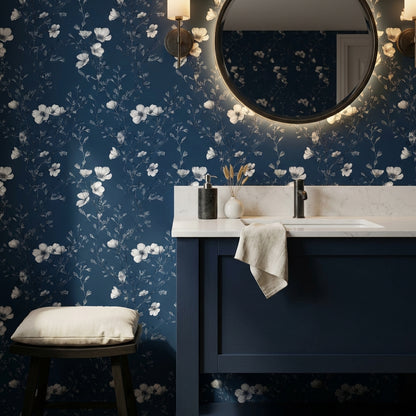 Floral Wallpaper Dark Elegant Removable Wall Decor