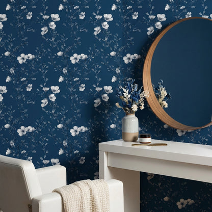 Floral Wallpaper Dark Elegant Removable Wall Decor