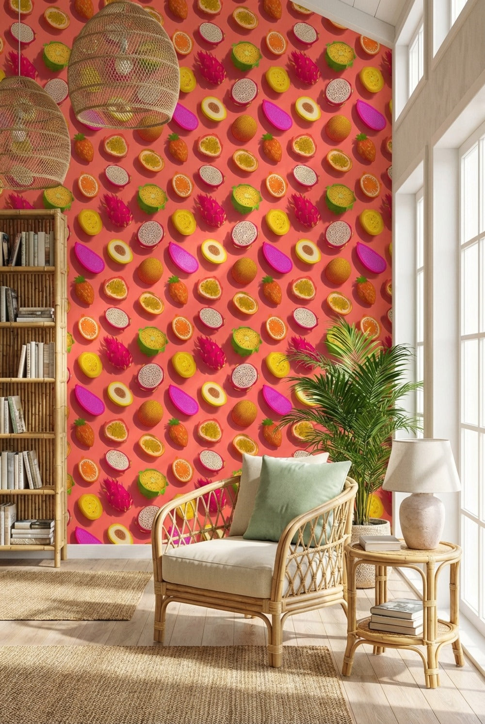 Tropical Fruits Wallpaper Vibrant Removable Abstract Wall Mural