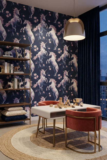 Whimsical Unicorn Wallpaper Floral Removable Fantasy Wall Mural