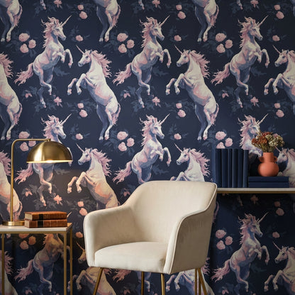 Whimsical Unicorn Wallpaper Floral Removable Fantasy Wall Mural