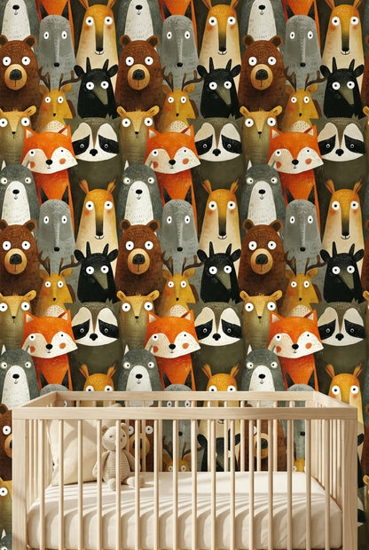 Whimsical Animals Wallpaper Modern Cartoon Wall Decor