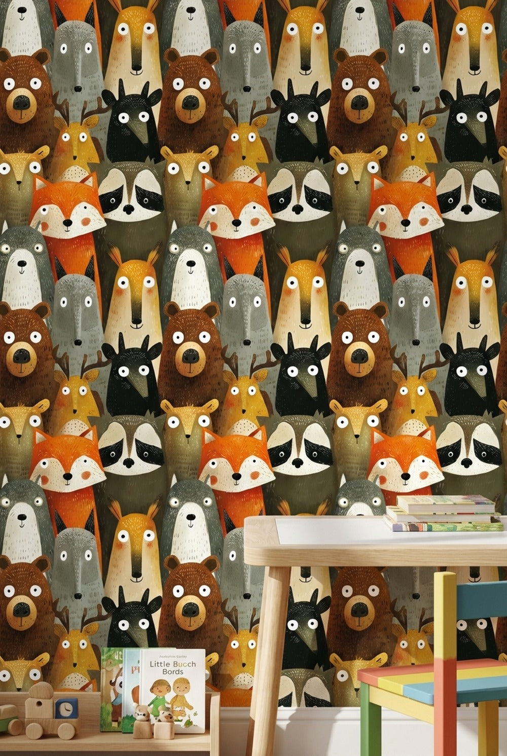 Whimsical Animals Wallpaper Modern Cartoon Wall Decor