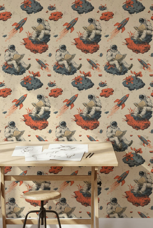 Astronaut Wallpaper Space Vintage Decorative Mural