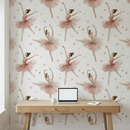 White Background Wallpaper Pink Dancer Wall Mural
