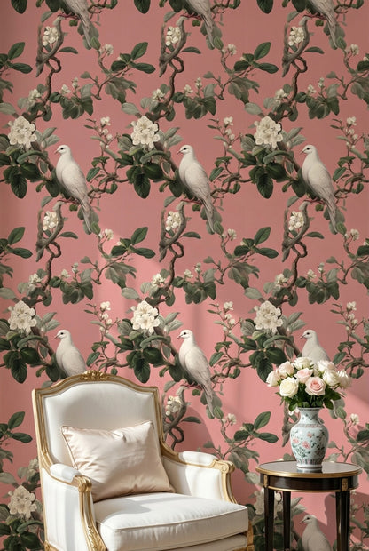 Floral Wallpaper Vintage Removable Bird Wall Mural