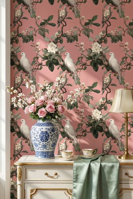 Floral Wallpaper Vintage Removable Bird Wall Mural
