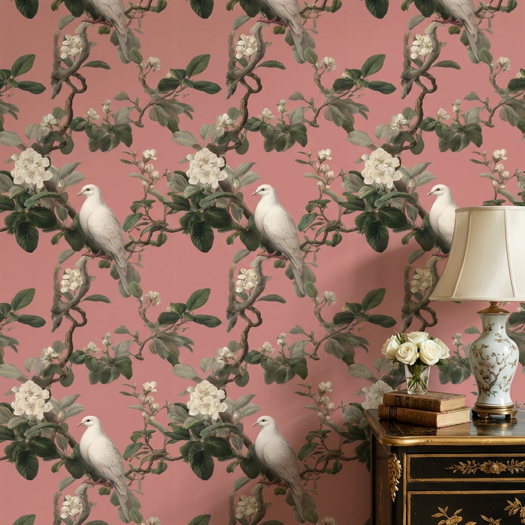 Floral Wallpaper Vintage Removable Bird Wall Mural