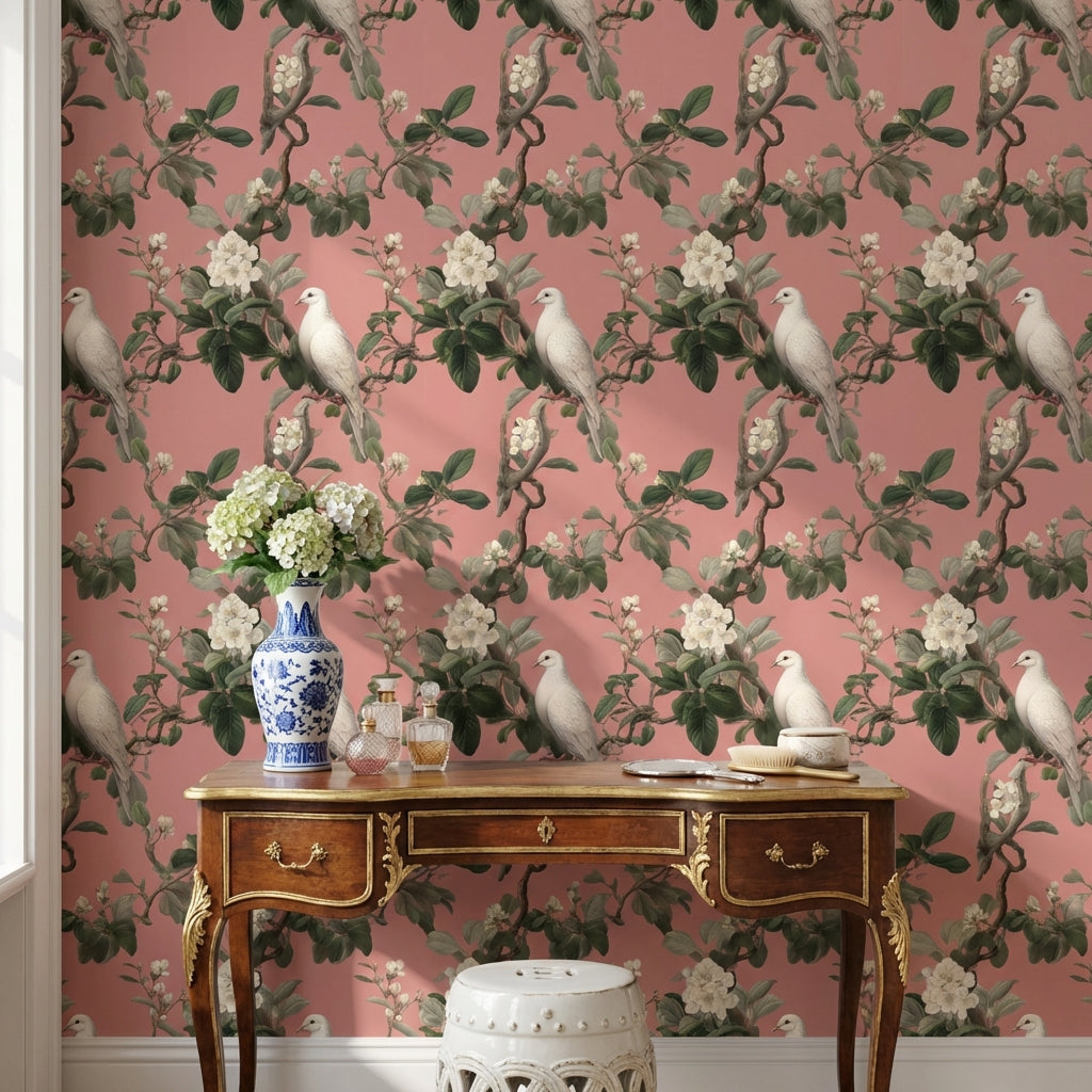 Floral Wallpaper Vintage Removable Bird Wall Mural
