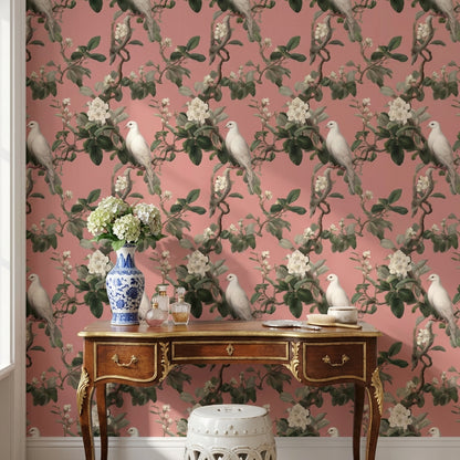 Floral Wallpaper Vintage Removable Bird Wall Mural