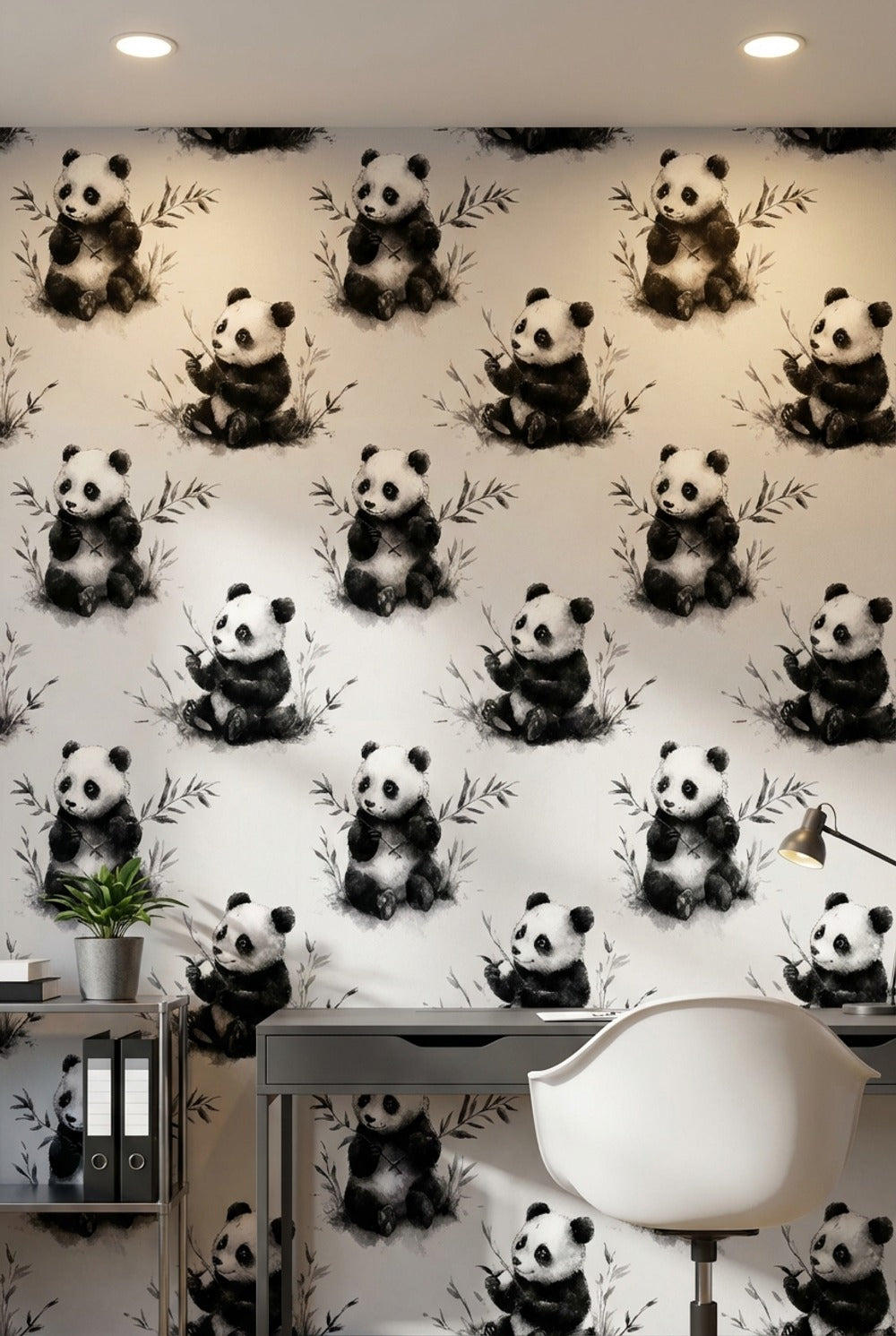 Panda Wallpaper Bamboo Watercolor Removable Wall Decor