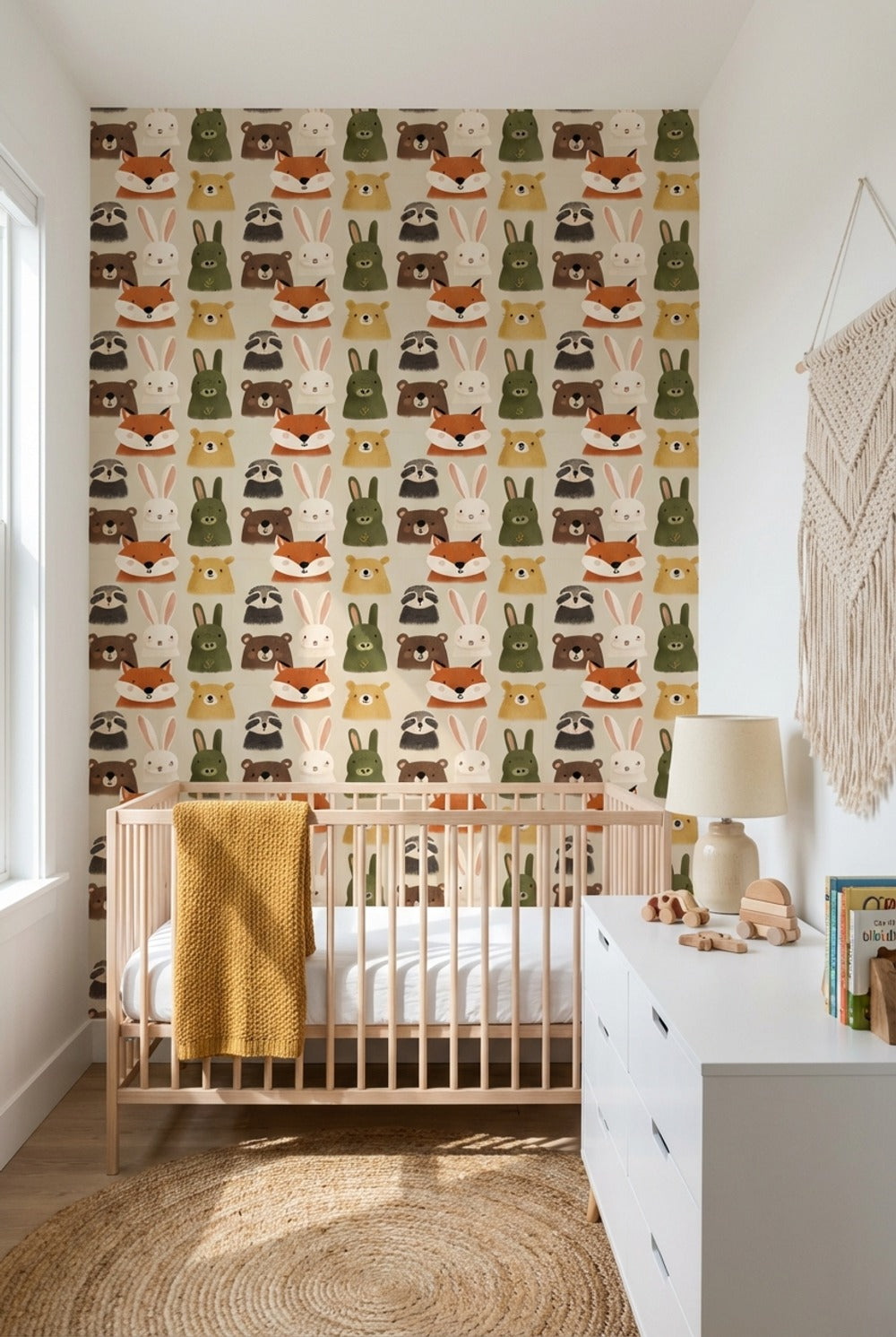 Woodland Animals Wallpaper Cartoon Playful Decorative Mural