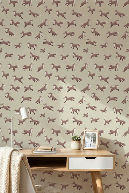 Foxes Wallpaper Animal Print Minimalist Wall Decor