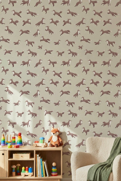 Foxes Wallpaper Animal Print Minimalist Wall Decor