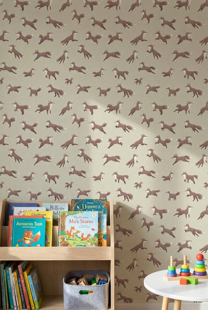 Foxes Wallpaper Animal Print Minimalist Wall Decor