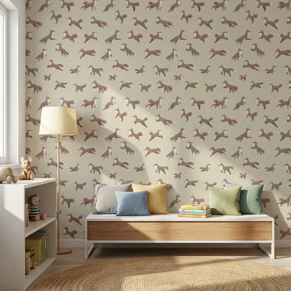 Foxes Wallpaper Animal Print Minimalist Wall Decor