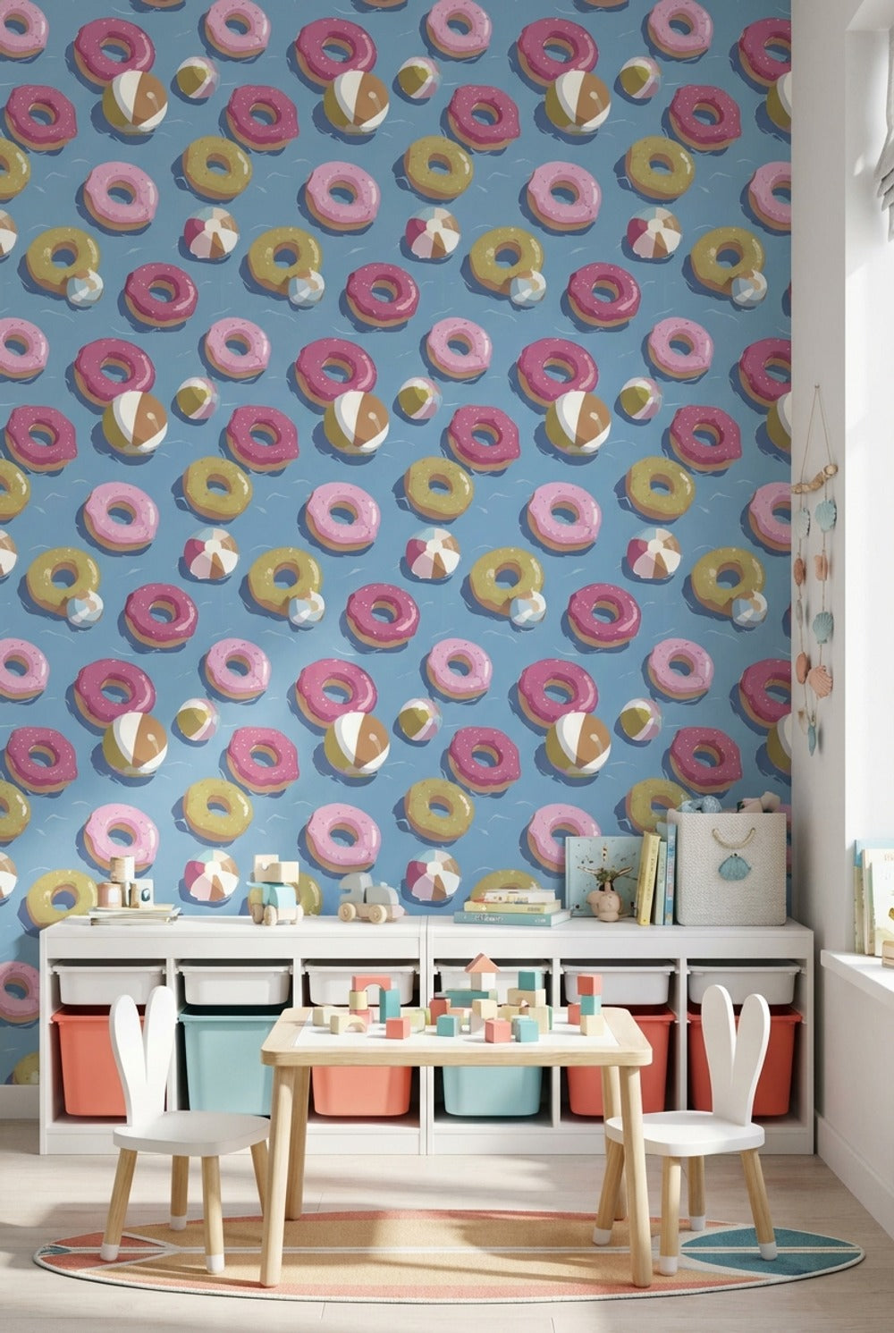 Donuts Wallpaper Beach Balls Playful Decorative Mural