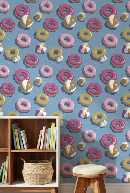 Donuts Wallpaper Beach Balls Playful Decorative Mural