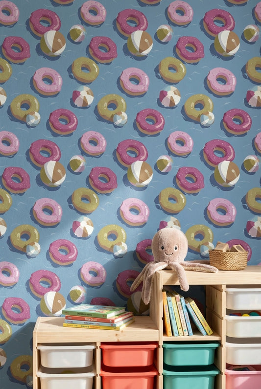 Donuts Wallpaper Beach Balls Playful Decorative Mural