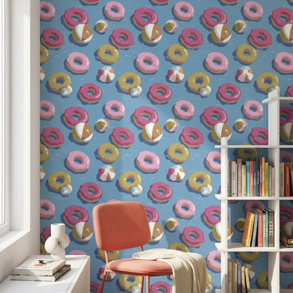 Donuts Wallpaper Beach Balls Playful Decorative Mural