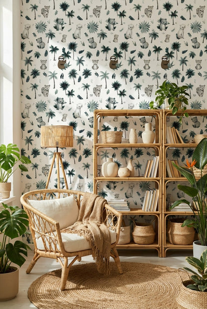 Shades Of Green Wallpaper Animals Removable Palm Wall Mural