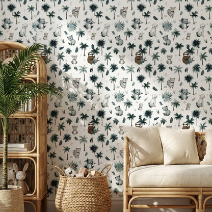 Shades Of Green Wallpaper Animals Removable Palm Wall Mural