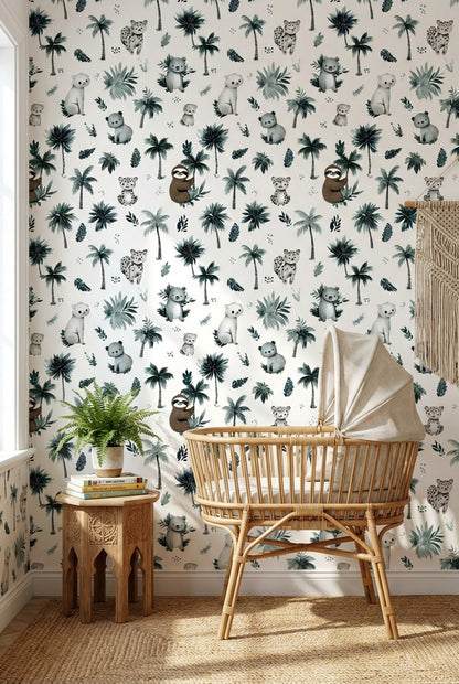 Shades Of Green Wallpaper Animals Removable Palm Wall Mural