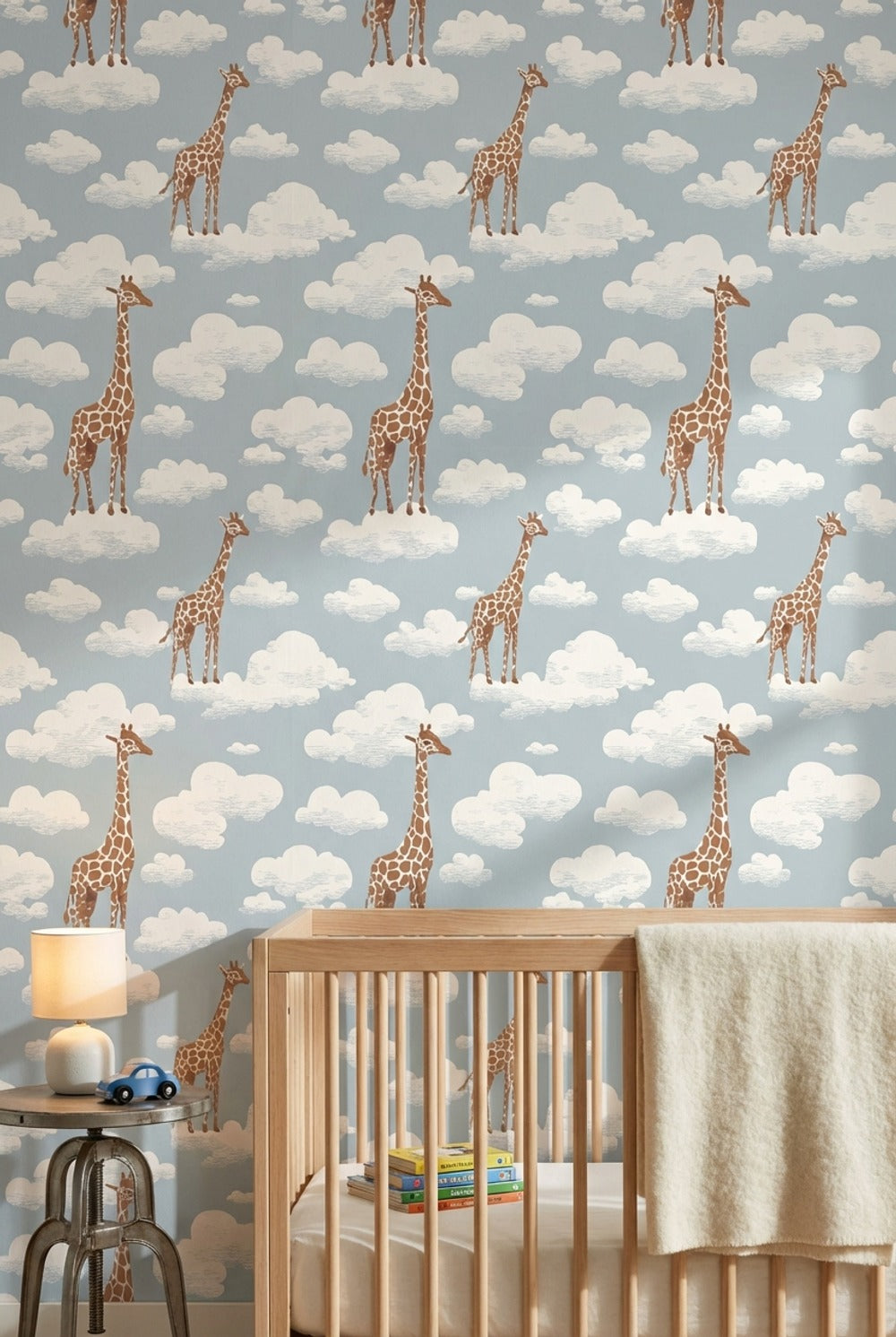 Giraffes Wallpaper Clouds Removable Whimsical Wall Mural