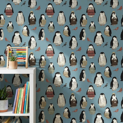 Penguins Wallpaper Birds Newspaper Print Decorative Mural