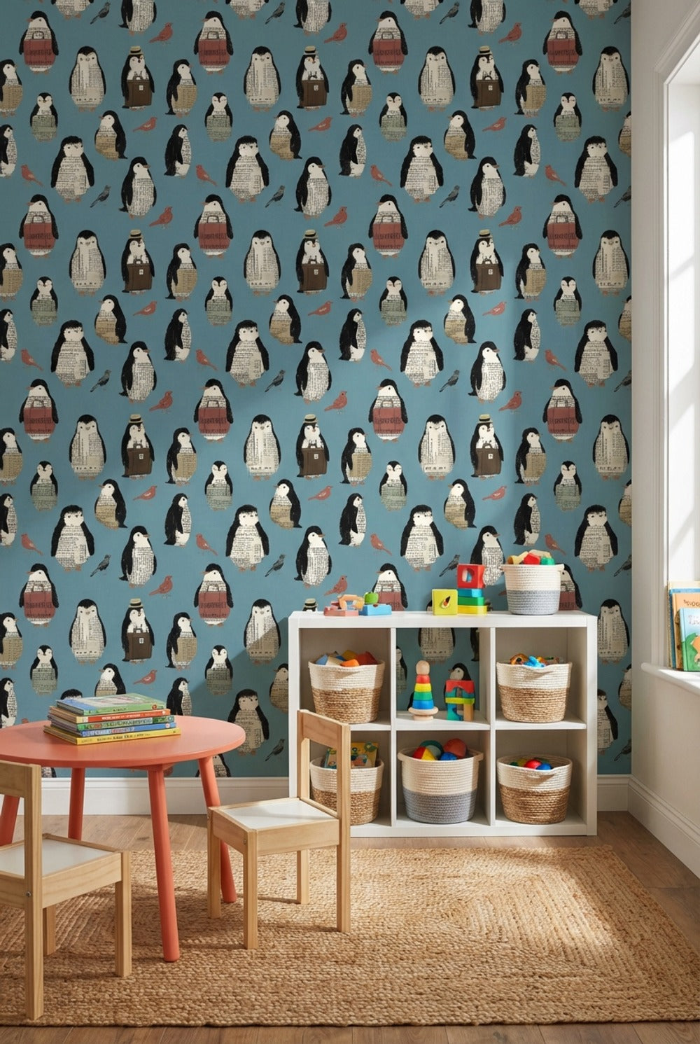 Penguins Wallpaper Birds Newspaper Print Decorative Mural
