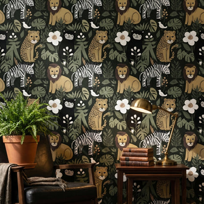 Jungle Wallpaper Animals Tropical Decorative Mural