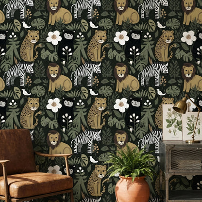 Jungle Wallpaper Animals Tropical Decorative Mural