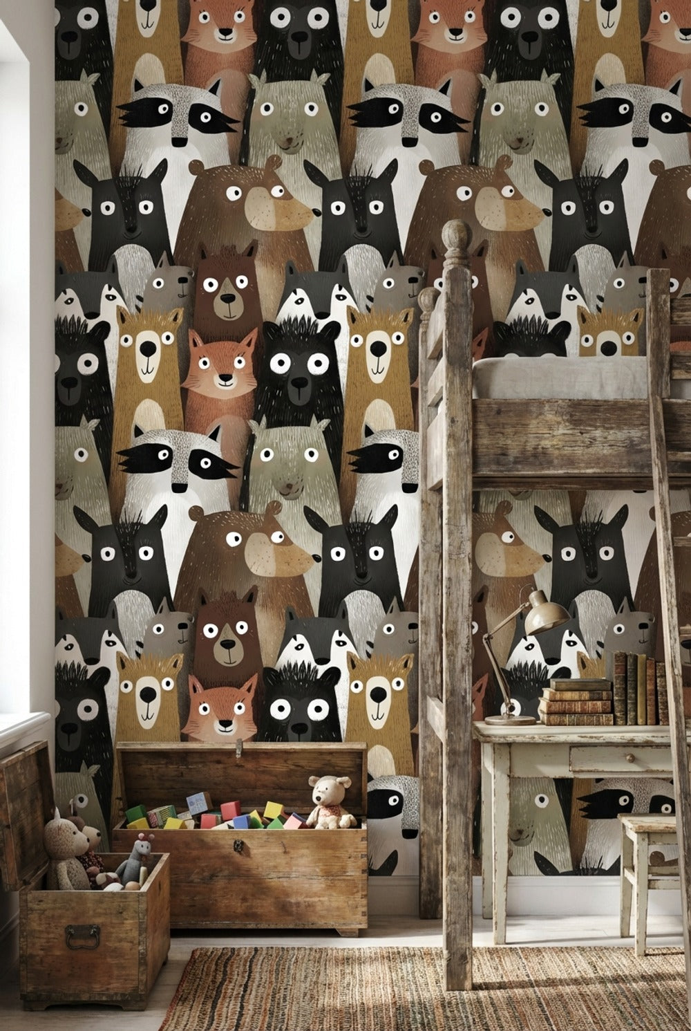 Animals Wallpaper Cartoon Playful Wall Decor