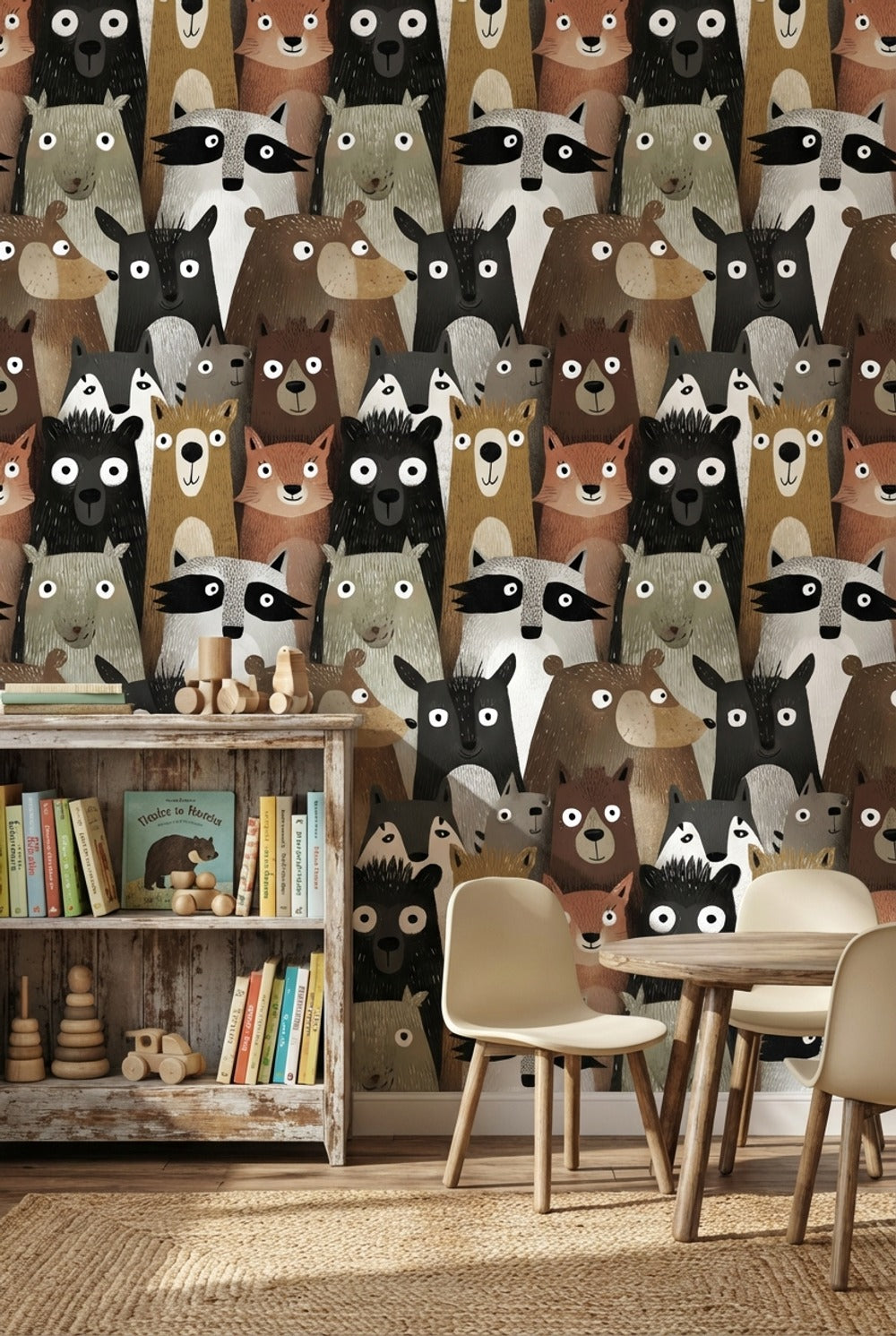 Animals Wallpaper Cartoon Playful Wall Decor