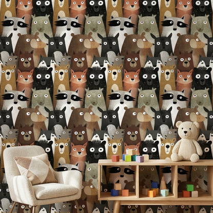 Animals Wallpaper Cartoon Playful Wall Decor