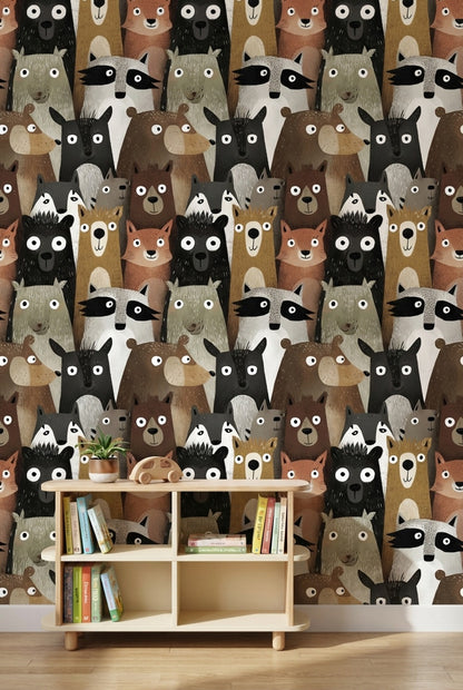 Animals Wallpaper Cartoon Playful Wall Decor