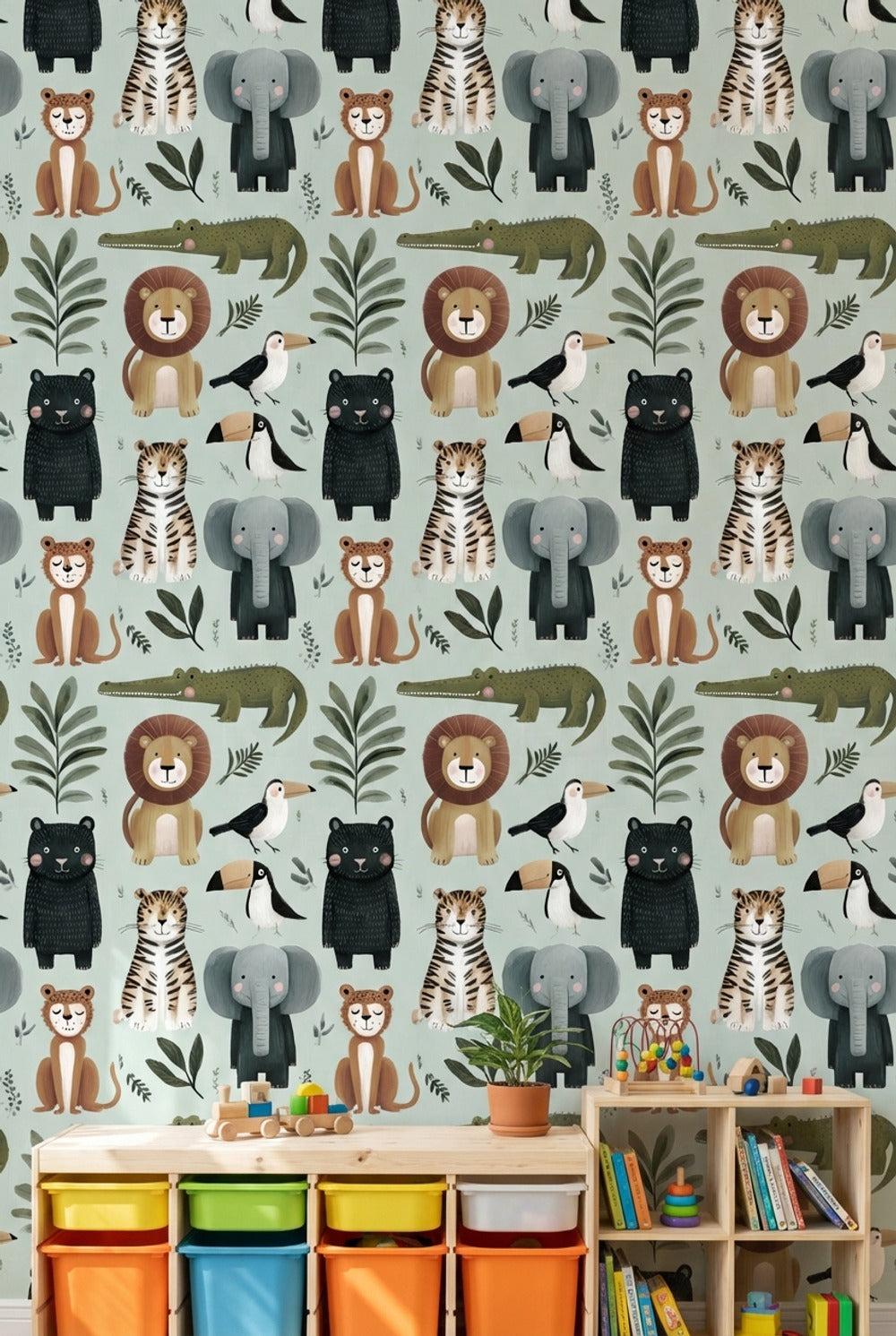 Cartoon Animals Wallpaper Whimsical Playful Wall Decor