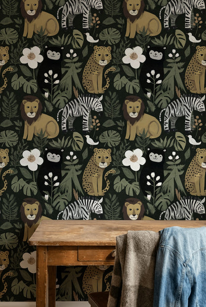 Jungle Wallpaper Animals Tropical Decorative Mural