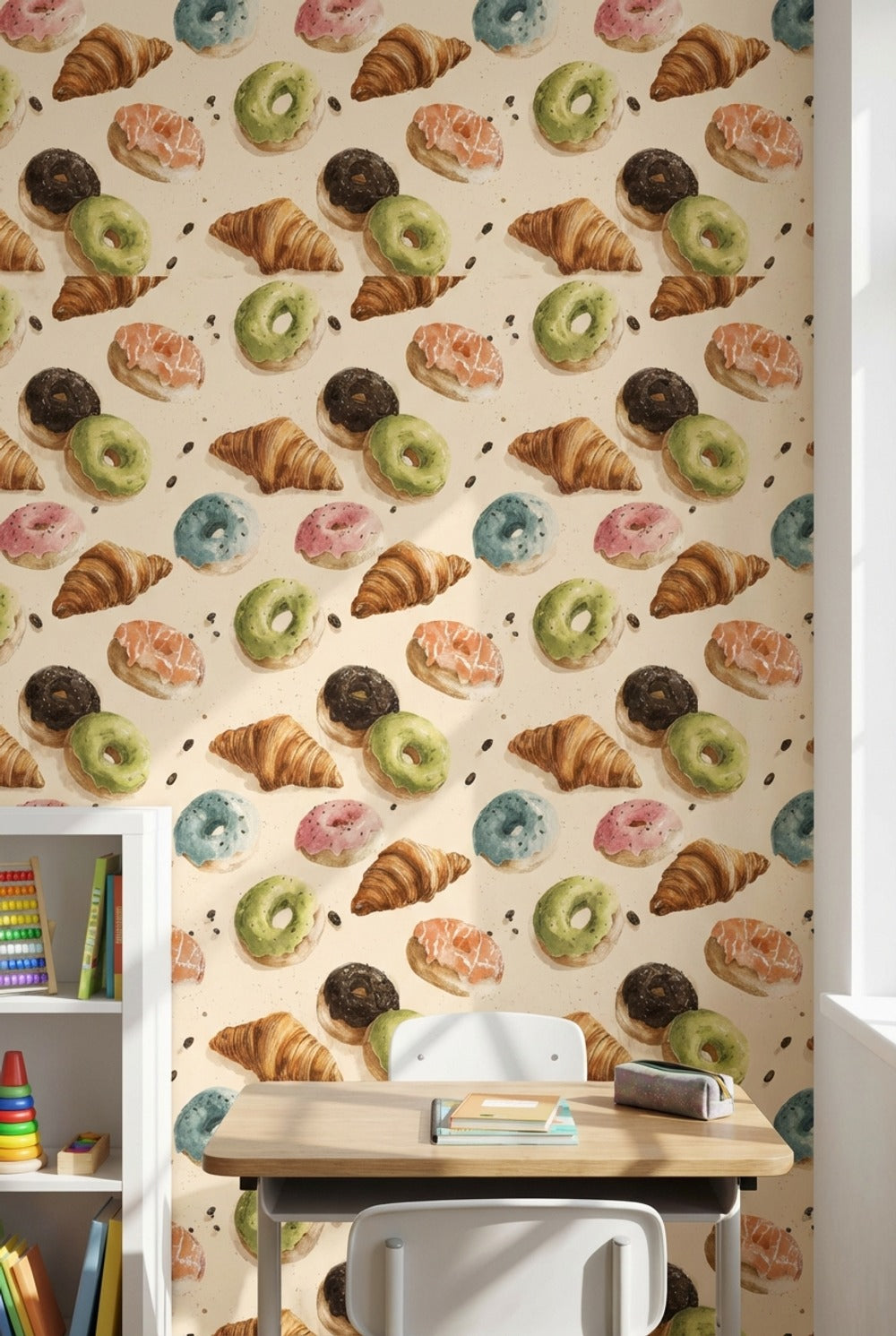 Pastries Wallpaper Donuts Croissants Decorative Mural