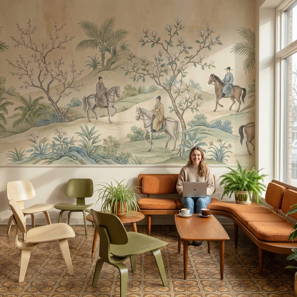 Chinoiserie Landscape Wallpaper Serene Natural Wall Mural