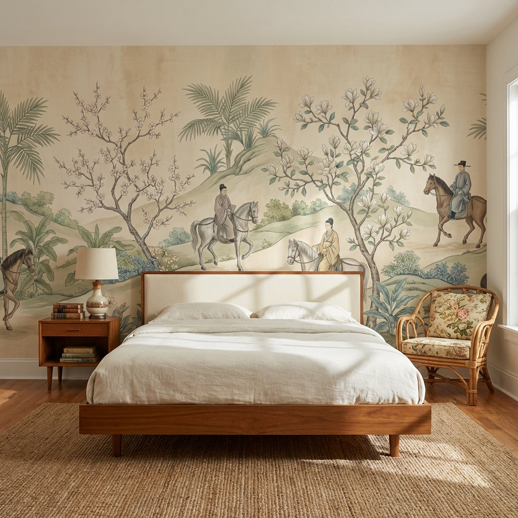 Chinoiserie Landscape Wallpaper Serene Natural Wall Mural