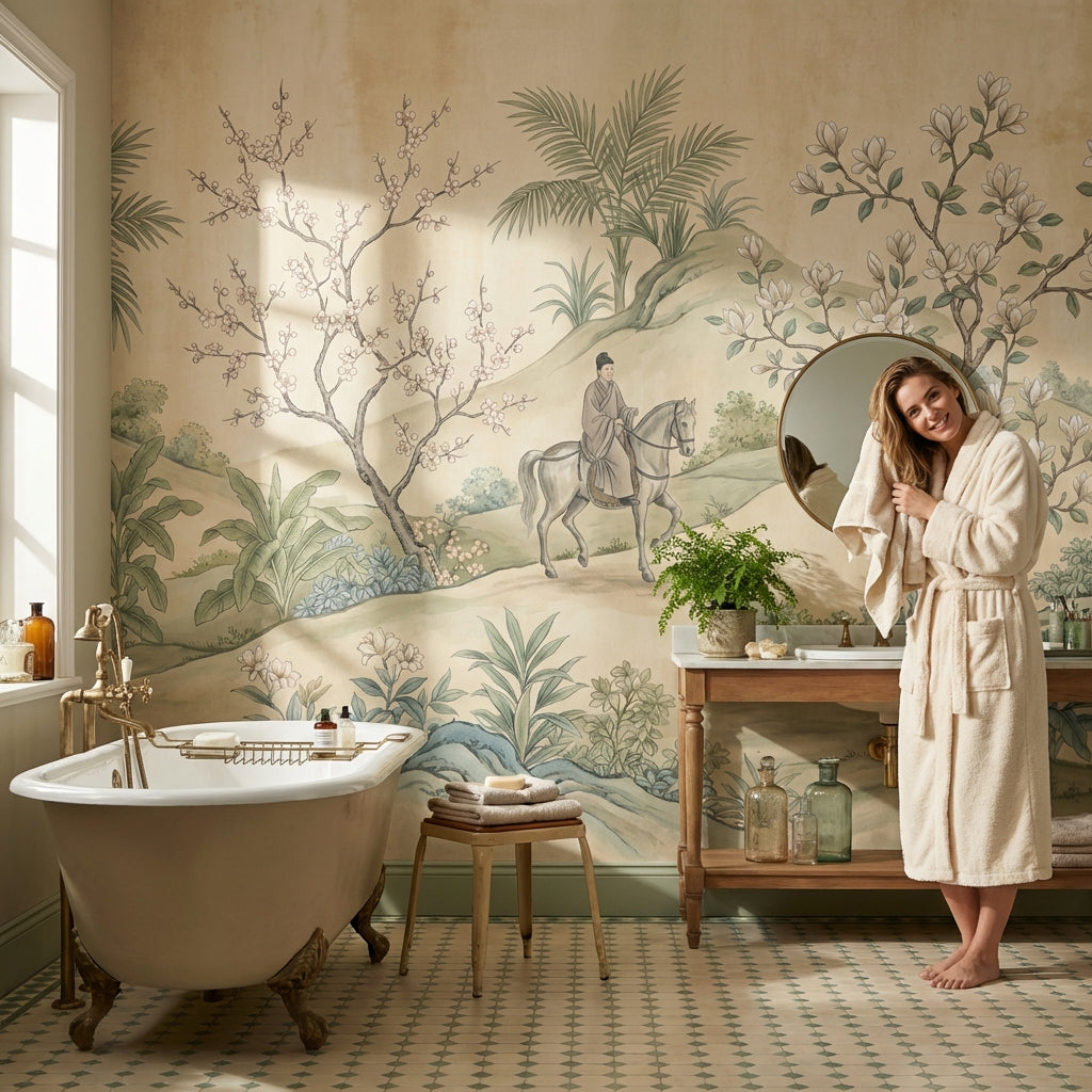 Chinoiserie Landscape Wallpaper Serene Natural Wall Mural