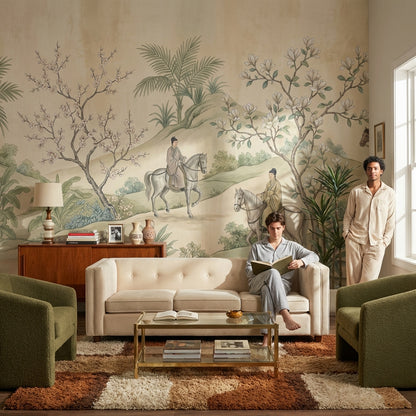 Chinoiserie Landscape Wallpaper Serene Natural Wall Mural
